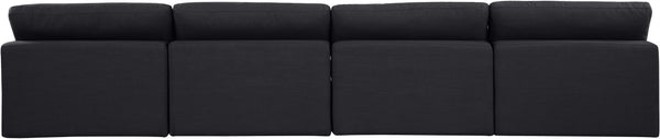 Comfy Black Linen Textured Fabric Modular Sofa 187Black-S156 Meridian Furniture