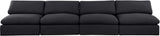 Comfy Black Linen Textured Fabric Modular Sofa 187Black-S156 Meridian Furniture