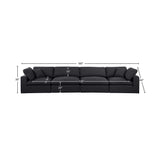 Comfy Black Linen Textured Fabric Modular Sofa 187Black-S158 Meridian Furniture