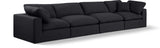 Comfy Black Linen Textured Fabric Modular Sofa 187Black-S158 Meridian Furniture