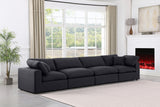 Comfy Black Linen Textured Fabric Modular Sofa 187Black-S158 Meridian Furniture