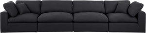 Comfy Black Linen Textured Fabric Modular Sofa 187Black-S158 Meridian Furniture