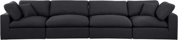 Comfy Black Linen Textured Fabric Modular Sofa 187Black-S158 Meridian Furniture