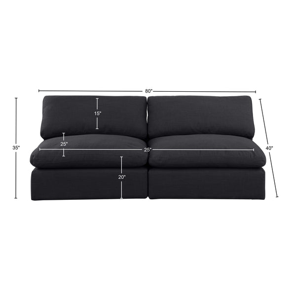 Comfy Black Linen Textured Fabric Modular Sofa 187Black-S78 Meridian Furniture