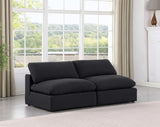 Comfy Black Linen Textured Fabric Modular Sofa 187Black-S78 Meridian Furniture