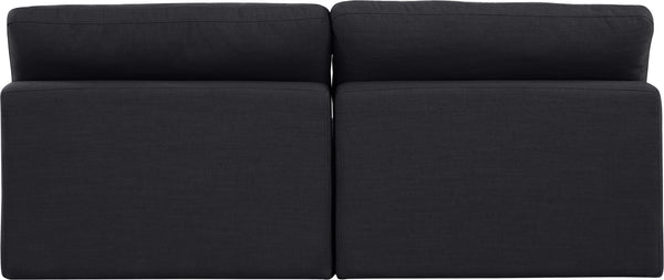 Comfy Black Linen Textured Fabric Modular Sofa 187Black-S78 Meridian Furniture