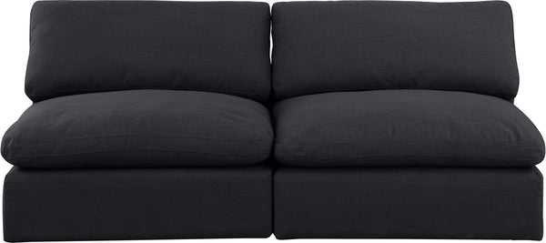 Comfy Black Linen Textured Fabric Modular Sofa 187Black-S78 Meridian Furniture