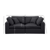 Comfy Black Linen Textured Fabric Modular Sofa 187Black-S80 Meridian Furniture