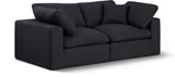 Comfy Black Linen Textured Fabric Modular Sofa 187Black-S80 Meridian Furniture