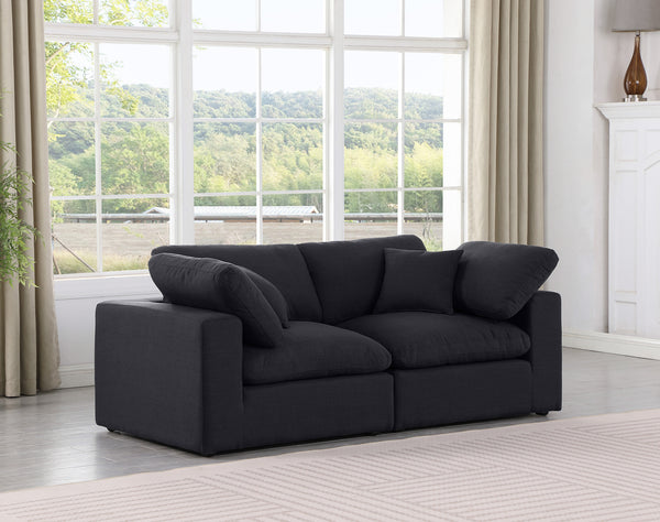 Comfy Black Linen Textured Fabric Modular Sofa 187Black-S80 Meridian Furniture