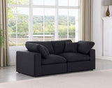 Comfy Black Linen Textured Fabric Modular Sofa 187Black-S80 Meridian Furniture