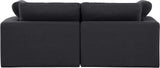 Comfy Black Linen Textured Fabric Modular Sofa 187Black-S80 Meridian Furniture