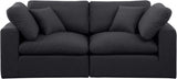 Comfy Black Linen Textured Fabric Modular Sofa 187Black-S80 Meridian Furniture