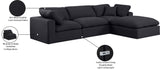 Comfy Black Linen Textured Fabric Modular Sectional 187Black-Sec4A Meridian Furniture