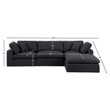 Comfy Black Linen Textured Fabric Modular Sectional 187Black-Sec4A Meridian Furniture