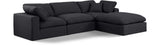 Comfy Black Linen Textured Fabric Modular Sectional 187Black-Sec4A Meridian Furniture