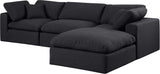 Comfy Black Linen Textured Fabric Modular Sectional 187Black-Sec4A Meridian Furniture