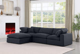 Comfy Black Linen Textured Fabric Modular Sectional 187Black-Sec4A Meridian Furniture