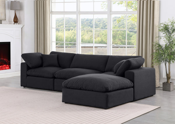 Comfy Black Linen Textured Fabric Modular Sectional 187Black-Sec4A Meridian Furniture