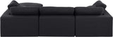 Comfy Black Linen Textured Fabric Modular Sectional 187Black-Sec4A Meridian Furniture