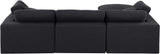 Comfy Black Linen Textured Fabric Modular Sectional 187Black-Sec4A Meridian Furniture