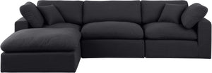 Comfy Black Linen Textured Fabric Modular Sectional 187Black-Sec4A Meridian Furniture