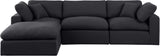 Comfy Black Linen Textured Fabric Modular Sectional 187Black-Sec4A Meridian Furniture