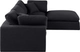 Comfy Black Linen Textured Fabric Modular Sectional 187Black-Sec4A Meridian Furniture