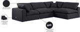 Comfy Black Linen Textured Fabric Modular Sectional 187Black-Sec4B Meridian Furniture