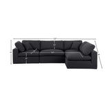 Comfy Black Linen Textured Fabric Modular Sectional 187Black-Sec4B Meridian Furniture