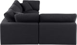 Comfy Black Linen Textured Fabric Modular Sectional 187Black-Sec4B Meridian Furniture