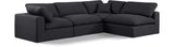 Comfy Black Linen Textured Fabric Modular Sectional 187Black-Sec4B Meridian Furniture