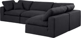 Comfy Black Linen Textured Fabric Modular Sectional 187Black-Sec4B Meridian Furniture