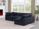 Comfy Black Linen Textured Fabric Modular Sectional 187Black-Sec4B Meridian Furniture