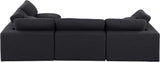 Comfy Black Linen Textured Fabric Modular Sectional 187Black-Sec4B Meridian Furniture