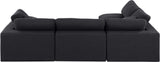 Comfy Black Linen Textured Fabric Modular Sectional 187Black-Sec4B Meridian Furniture