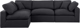 Comfy Black Linen Textured Fabric Modular Sectional 187Black-Sec4B Meridian Furniture