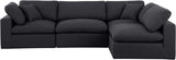 Comfy Black Linen Textured Fabric Modular Sectional 187Black-Sec4B Meridian Furniture