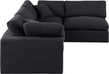 Comfy Black Linen Textured Fabric Modular Sectional 187Black-Sec4B Meridian Furniture