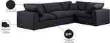 Comfy Black Linen Textured Fabric Modular Sectional 187Black-Sec4C Meridian Furniture