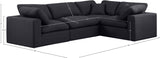 Comfy Black Linen Textured Fabric Modular Sectional 187Black-Sec4C Meridian Furniture