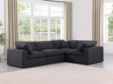 Comfy Black Linen Textured Fabric Modular Sectional 187Black-Sec4C Meridian Furniture