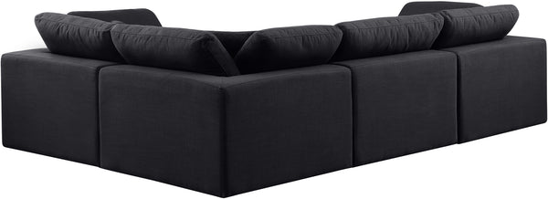 Comfy Black Linen Textured Fabric Modular Sectional 187Black-Sec4C Meridian Furniture