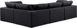 Comfy Black Linen Textured Fabric Modular Sectional 187Black-Sec4C Meridian Furniture