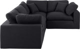 Comfy Black Linen Textured Fabric Modular Sectional 187Black-Sec4C Meridian Furniture