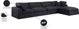 Comfy Black Linen Textured Fabric Modular Sectional 187Black-Sec5A Meridian Furniture