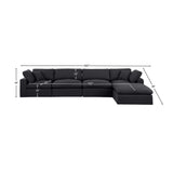 Comfy Black Linen Textured Fabric Modular Sectional 187Black-Sec5A Meridian Furniture