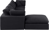 Comfy Black Linen Textured Fabric Modular Sectional 187Black-Sec5A Meridian Furniture