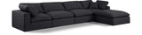 Comfy Black Linen Textured Fabric Modular Sectional 187Black-Sec5A Meridian Furniture