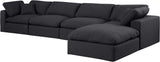 Comfy Black Linen Textured Fabric Modular Sectional 187Black-Sec5A Meridian Furniture